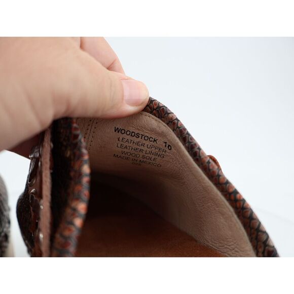 Freebird by Steven Woodstock Clog Size 10 Wooden Chunky Boho Pink Brown - Picture 10 of 11